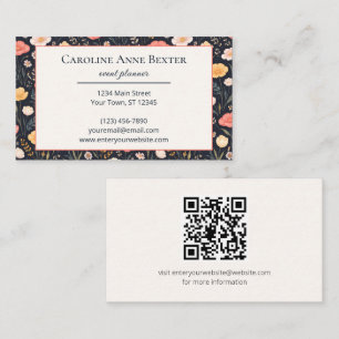 Beautiful Wildflowers on Dark Navy Business Card