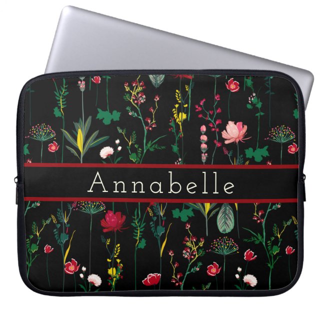 Beautiful Wildflowers Personalise Laptop Sleeve (Front)
