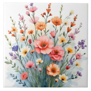 Beautiful Wildflowers Trendy Luxury Collection Tile