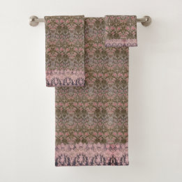 Beautiful William Morris Floral Lined in Pink Lace Bath Towel Set