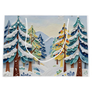 Beautiful Winder Scene Enchanted Forest Large Gift Bag