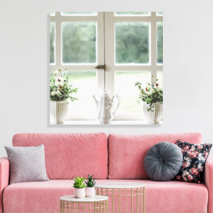 Beautiful Window to the Outside & Flower Vases Canvas Print