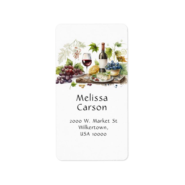 Beautiful Wine and Cheese Plate Label (Front)
