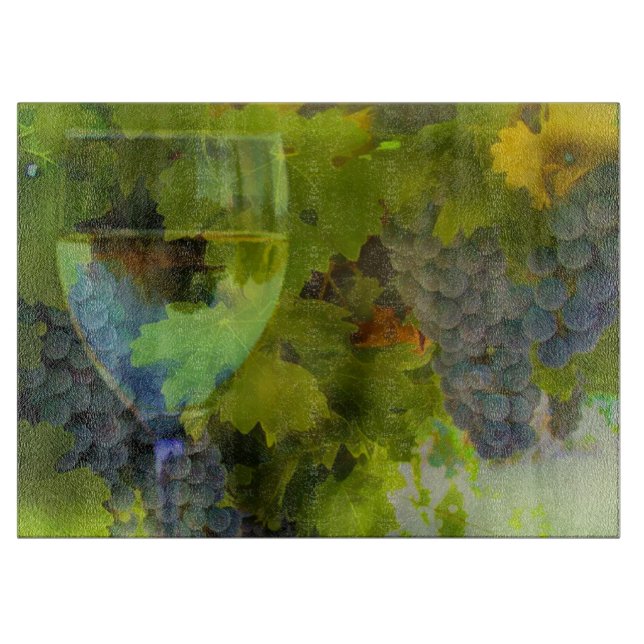 Beautiful Wine Glass and Grapes Cutting Board (Front)