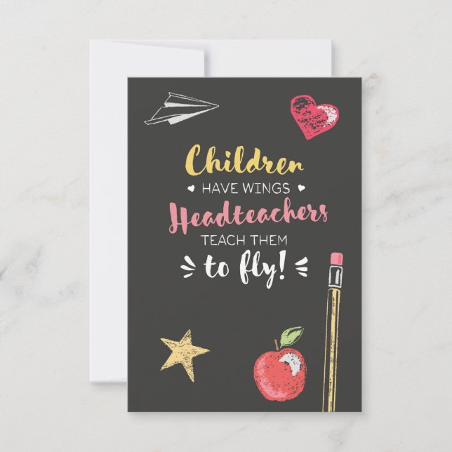 Beautiful Wings Quote - Headteachers Thank You Card (Front)