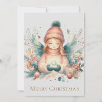 Beautiful winter angel amidst the northern nature