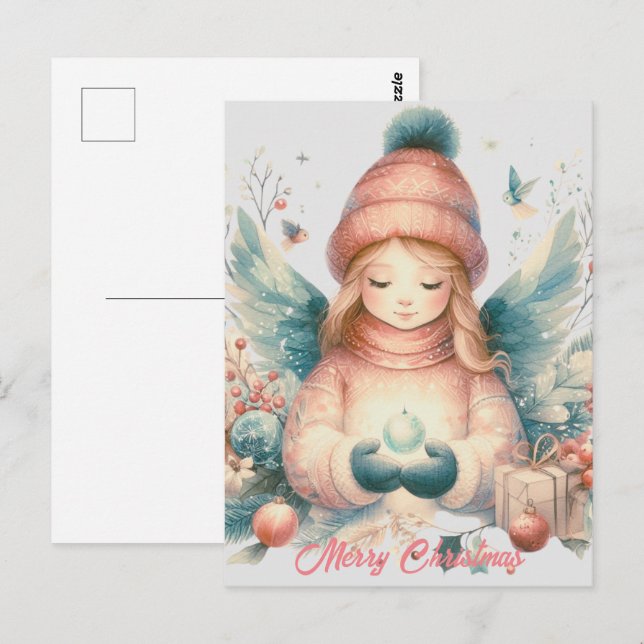 Beautiful winter angel amidst the northern nature postcard (Front/Back)