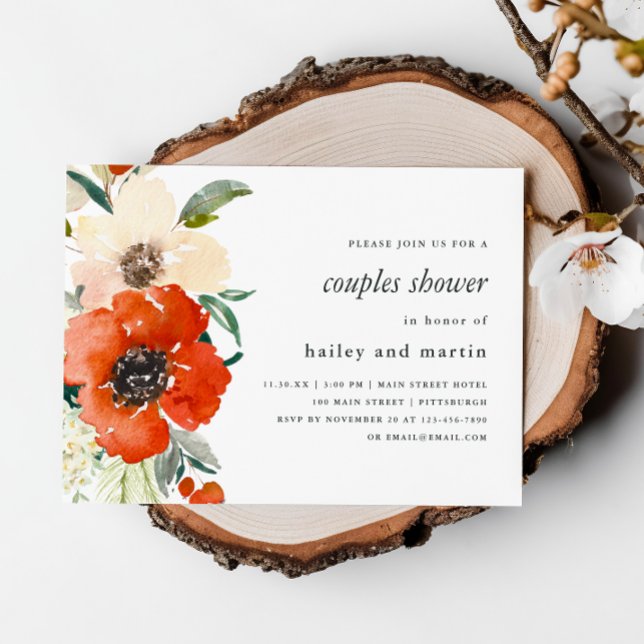 Beautiful Winter Floral Wedding Couples Shower Invitation (Creator Uploaded)