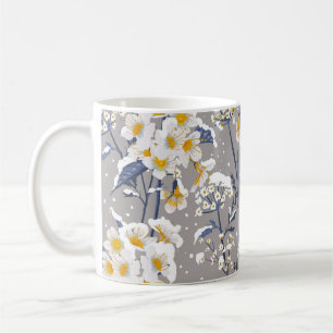 Beautiful winter flower blooming in the snow delic coffee mug