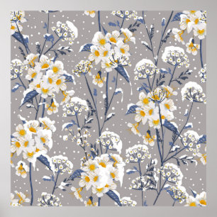 Beautiful winter flower blooming in the snow delic poster