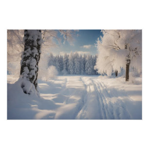 Beautiful Winter Forest Landscape  Poster