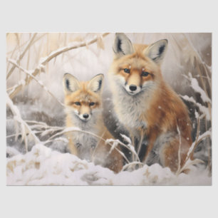 Beautiful Winter Fox Decoupage Tissue Paper