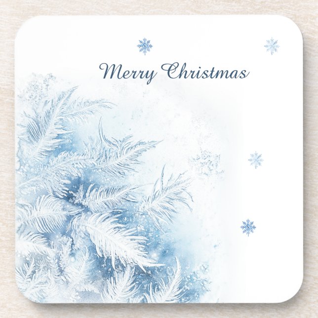 Beautiful Winter Frost Christmas Coaster (Front)