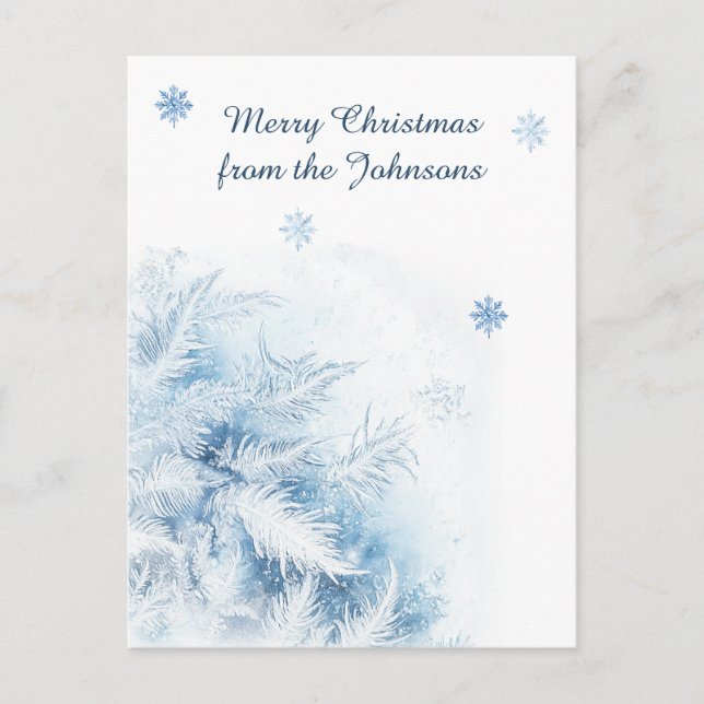 Beautiful Winter Frost Christmas Holiday Postcard (Front)