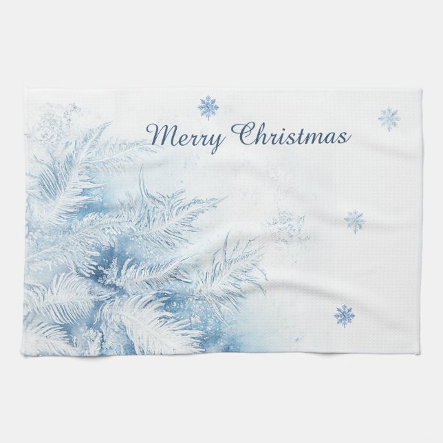 Beautiful Winter Frost Christmas Tea Towel (Horizontal)