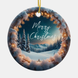 Beautiful Winter Landscape Christmas Ceramic Tree Decoration