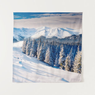 Beautiful winter landscape with snow covered trees tapestry