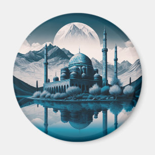 Beautiful winter masjid fridge magnet
