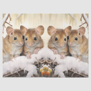 Beautiful Winter Mice Decoupage Tissue Paper