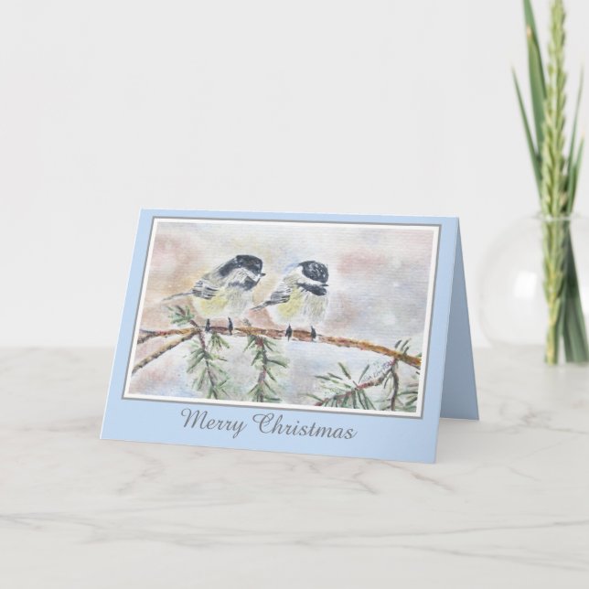 Beautiful Winter Nature Bird Scene Christmas Holiday Card (Front)