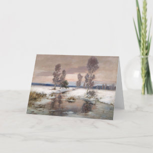 beautiful winter painting greeting card