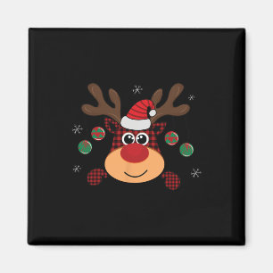 Beautiful Winter Red Buffalo Plaid Leaping Deer  Magnet