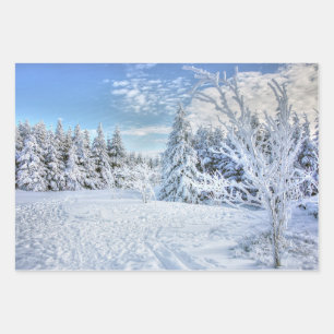 Beautiful Winter Snow Forest Scene    Wrapping Paper Sheet
