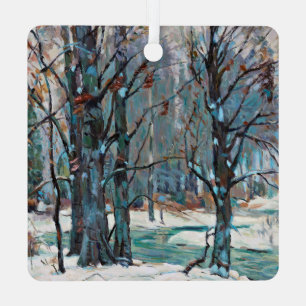 Beautiful Winter Snow Scene From Master Study Metal Tree Decoration