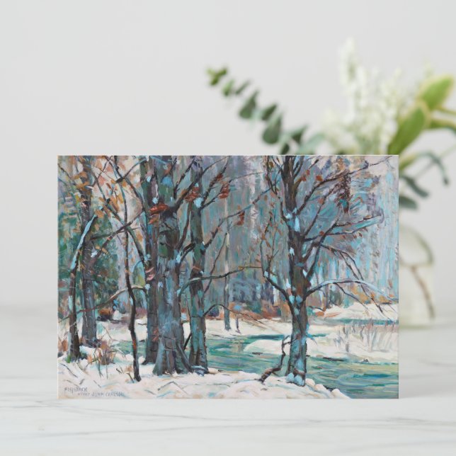Beautiful Winter Snow Scene with Blues and Greys  Holiday Card (Standing Front)