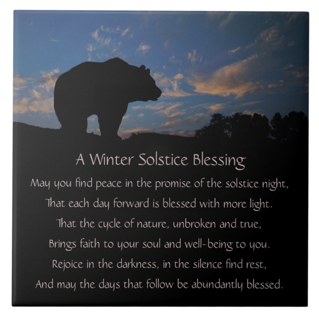 Beautiful Winter Solstice Blessing with Bear Tile (Front)