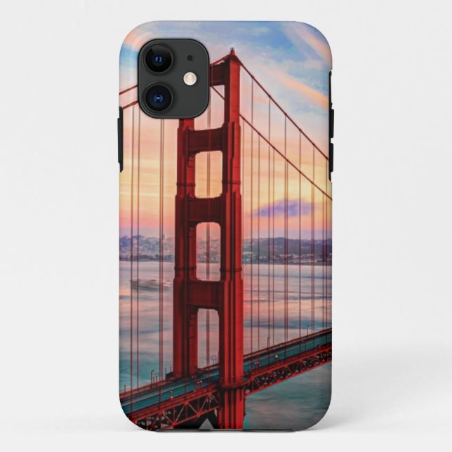 Beautiful winter sunset at Golden Gate Bridge Case-Mate iPhone Case (Back)