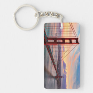 Beautiful winter sunset at Golden Gate Bridge Key Ring
