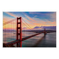 Beautiful winter sunset at Golden Gate Bridge