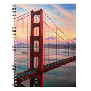 Beautiful winter sunset at Golden Gate Bridge Spiral Notebook