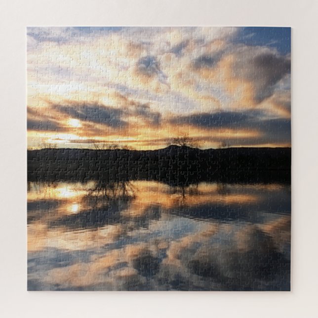 Beautiful Winter Sunset over Lake Photo Jigsaw Puzzle (Vertical)