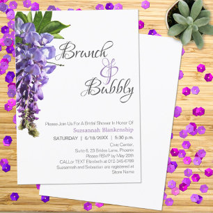 Beautiful Wisteria Brunch Bubbly Bridal Shower  Invitation