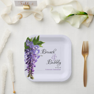 Beautiful Wisteria Brunch Bubbly Bridal Shower Paper Plate