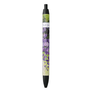 Beautiful Wisteria Flowers In Watercolor  Black Ink Pen