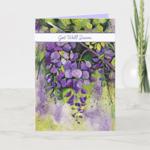 Beautiful Wisteria Flowers In Watercolor   Card