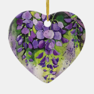 Beautiful Wisteria Flowers In Watercolor Ceramic T Tree Decoration