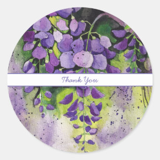 Beautiful Wisteria Flowers In Watercolor    Classic Round Sticker