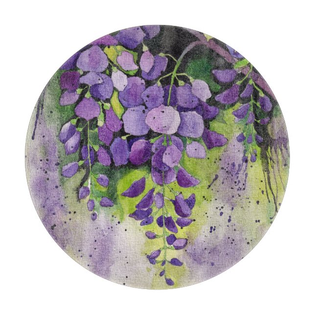 Beautiful Wisteria Flowers In Watercolor  Cutting  Board (Front)