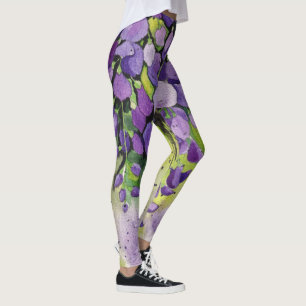 Beautiful Wisteria Flowers In Watercolor  Leggings