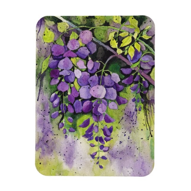 Beautiful Wisteria Flowers In Watercolor  Magnet (Vertical)
