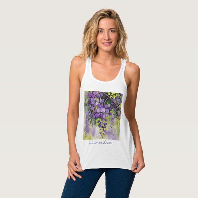 Beautiful Wisteria Flowers In Watercolor Singlet (Front Full)