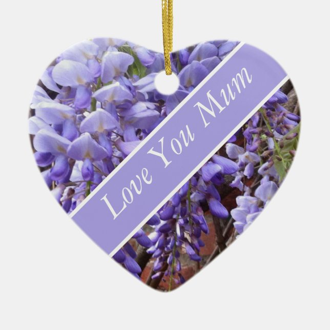 Beautiful Wisteria Mother's Day editable Ceramic Tree Decoration (Front)