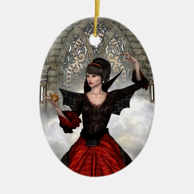 Beautiful Witch Ceramic Tree Decoration (Front)