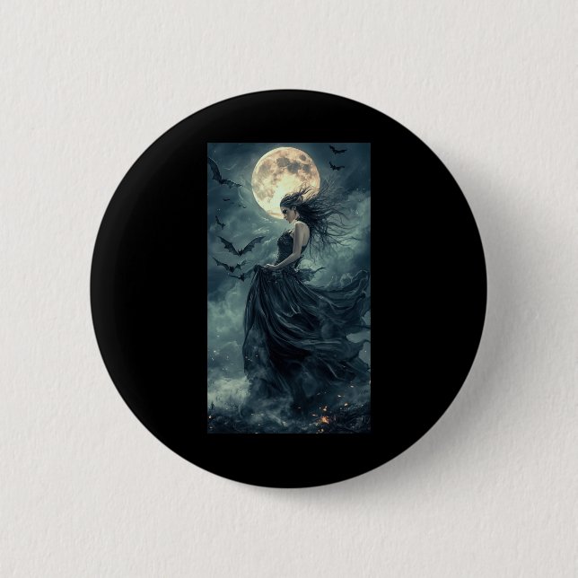 Beautiful Witch Gothic Fantasy Vampire Moonlight 1 6 Cm Round Badge (Front)