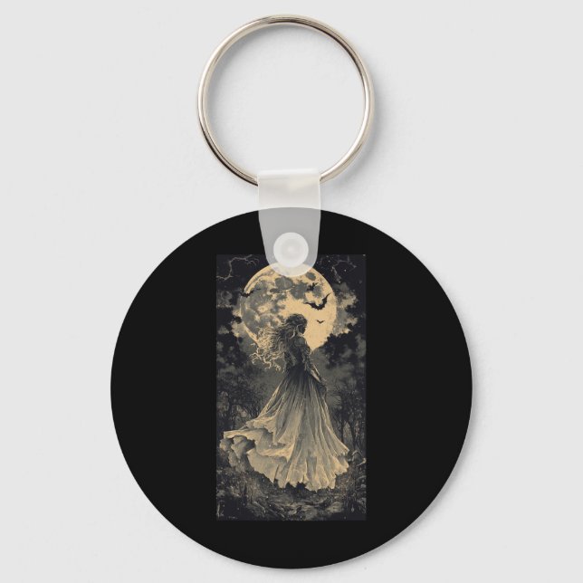Beautiful Witch Gothic Fantasy Vampire Moonlight  Key Ring (Front)