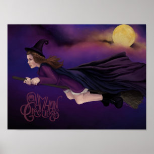 Beautiful Witch Painting Samhain Poster